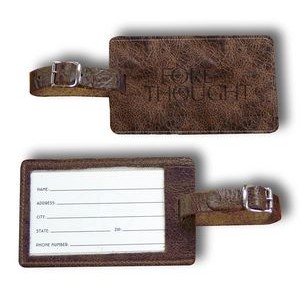 Genuine Leather "Rectangular" Luggage Tag w/ Open Back ID Window