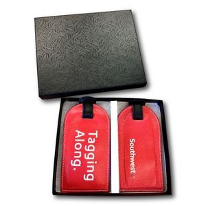 Custom Genuine Leather 4-Color Luggage Tag Gift Set (4-Color 2 Sides)