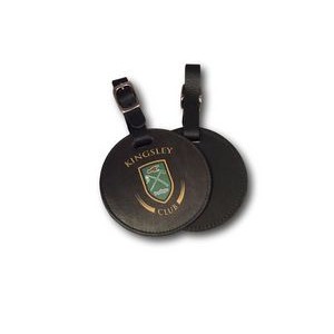 Custom Genuine Leather Golf Bag Tag w/ Leather Buckle Strap (4 Color)