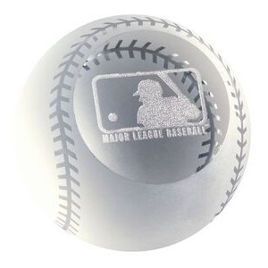 Etched Glass Baseball Paperweight Award