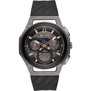 Bulova Watches Men's Chronograph CURV Black Rubber Strap Watch