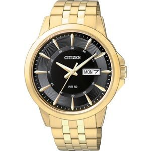 Citizen Men's Quartz Watch, Gold-tone Stainless Steel with Black Dial