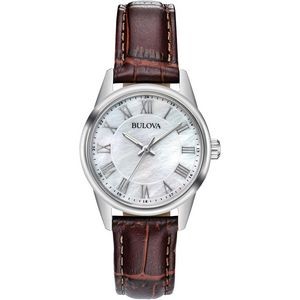 Bulova Watches Women's Brown Leather Strap Watch with Mother of Pearl Dial