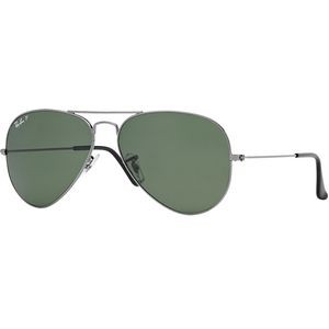 Ray-Ban® Polarized Aviator Sunglasses - Gunmetal/Green