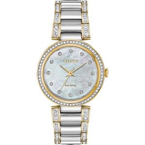 Citizen Ladies' Silhouette Crystal Eco-Drive Watch, Two-tone with Silver-tone MOP Dial