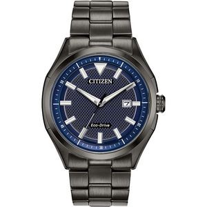 Citizen® Men's Eco-Drive WDR Watch, Dk Grey SS with Blue Dial