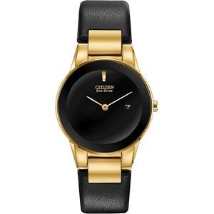 Citizen® Ladies' Eco-Drive Watch, Gold-Tone with Black Leather Strap