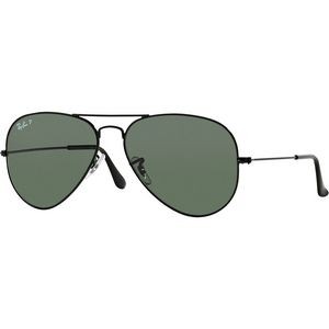 Ray-Ban® Polarized Aviator Sunglasses - Black/Green
