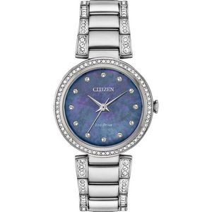 Citizen Ladies' Silhouette Crystal Eco-Drive Watch, Silver-tone with Blue MOP Dial