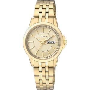 Citizen Watch Ladies' Quartz Watch, Gold-Tone SS Case and Bracelet with Champagne Dial