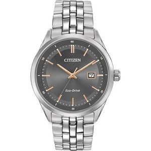 Citizen Men's Corso Eco-Drive Watch, SS with Rose Gold-tone Accents and Grey Dial