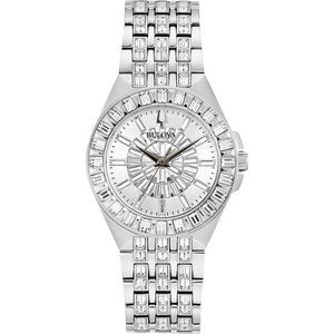 Bulova Watches Ladies Crystal Phantom Baguette Silver Bracelet
