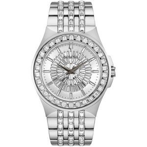 Bulova Watches Men's Crystal Phantom Baguette Silver Bracelet