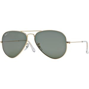 Ray-Ban® Polarized Aviator Sunglasses - Gold/Green