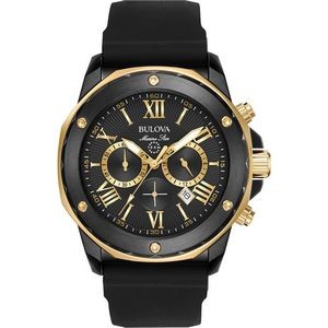 Bulova Watches Men's Chronograph Marine Star Black Silicone Strap Watch