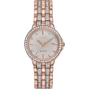 Citizen® Women's Eco-Drive Crystal Accent Rose Gold-Tone Stainless Steel Bracelet Watch
