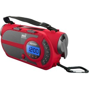 Jensen® AM/FM Weather Band/Weather Alert Radio with 4-Way Power and Built In Flashlight