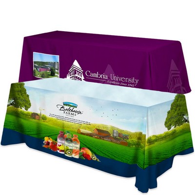 All Over Full Color Dye Sub Table Cover - flat poly 4-sided, fits 8' table