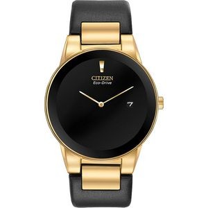 Citizen® Men's Eco-Drive Watch, Gold-Tone with Black Leather Strap