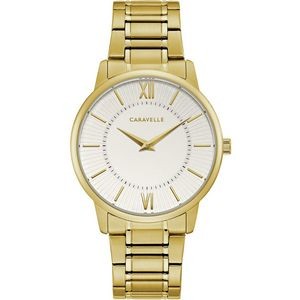 Caravelle by Bulova Men's Gold Bracelet from the Dress Collection- White Dial