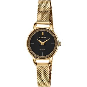Citizen® Women's Quartz Watch, Gold-tone Mesh with Black Dial