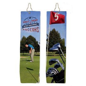 Tri-fold Plush Velour Terry Golf Towel