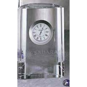 7" Crystal Half Cylinder Clock Award