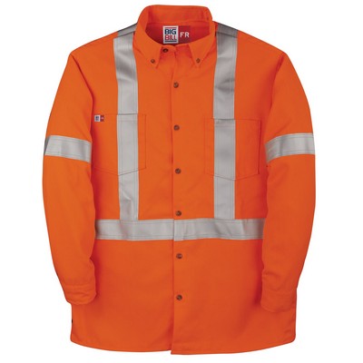 6.5 Oz. Westex® DH High Visibility Button-Down Dress Shirt w/Reflective Tape (HV Orange)