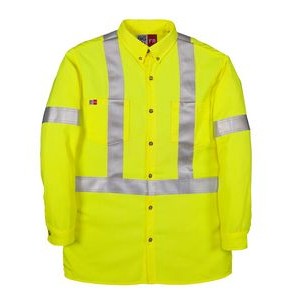 6.5 Oz. Westex DH High Visibility Button-Down Dress Shirt w/Reflective Tape (HV Yellow)