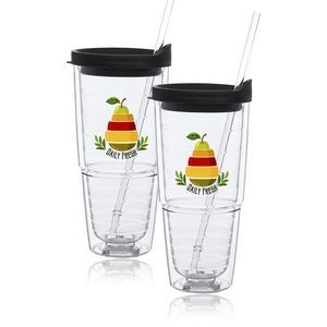 24 Oz. Double Wall Solid Clear Orbit Acrylic Tumblers