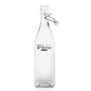 34 Oz. Wire Lid Square Glass Carafe Water Bottles
