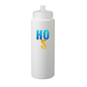 32 Oz. White HDPE Economy Sports Bottle w/Push Pull Lid