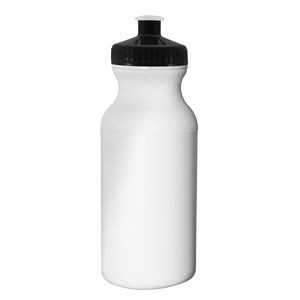 20 Oz. White HDPE Economy Bike Bottle w/Color Push Pull Lid