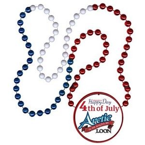 Mardi Gras Beads w/Inline Medallion (Red, White & Blue)