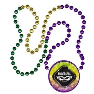Mardi Gras Beads w/Inline Medallion (Purple, Green & Gold)