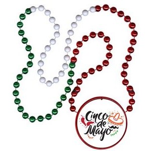 Mardi Gras Beads w/Inline Medallion (Red, White & Green)