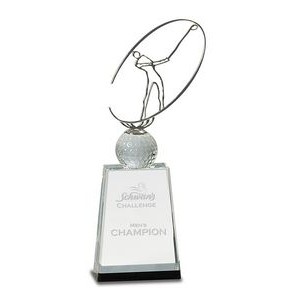 Crystal Golf Award w/Silver Figure (12")