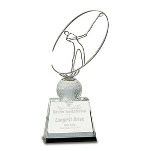 Crystal Golf Award w/Silver Figure (10")