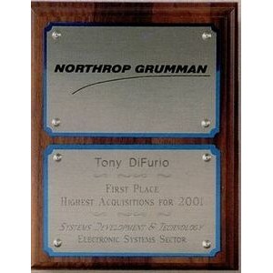 Standard Simulated Walnut Plaque w/ Sublimated & Engraved Imprint (8"x10")