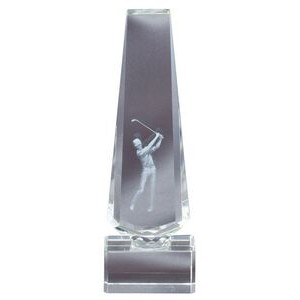 Golf Ball Crystal Award w/ Laser Image (3