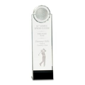 Clear & Black Crystal 3-D Golfer Stand-up Dome Award (11 1/4
