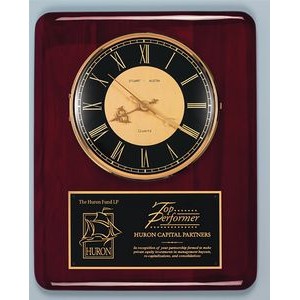 Piano Finish Rosewood Plaque/ Clock w/Glass Bezel Front (12"x15")