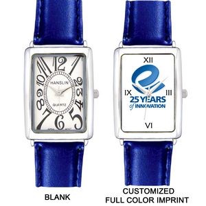 Royal Blue Unisex Square Face Leather Band Watch