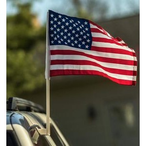 American Flag w/ Car Window Clip (Made in Taiwan)