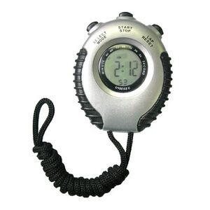 Silver Timer with Stopwatch and Neck Strap