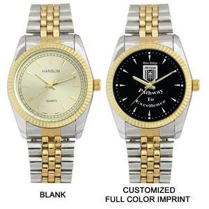 His 2 Tone Metal Band Watch with Crystal Dial