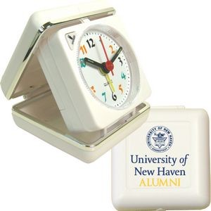 Closable Folding Travel Alarm Clock with Snooze (White)