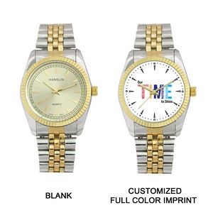 Her 2 Tone Metal Band Watch with Crystal Dial