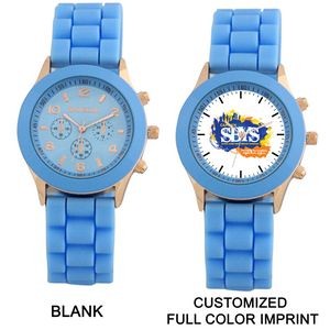 Silicone Analog Wrist Watch w/Round Dial (Light Blue)