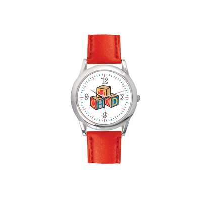 Ladies Red Leather Strap Watch